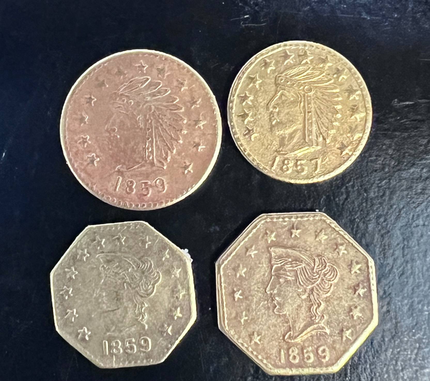 Possible-Tokens-Marked-California-Gold-Id:-Likely-Modern-Replicas