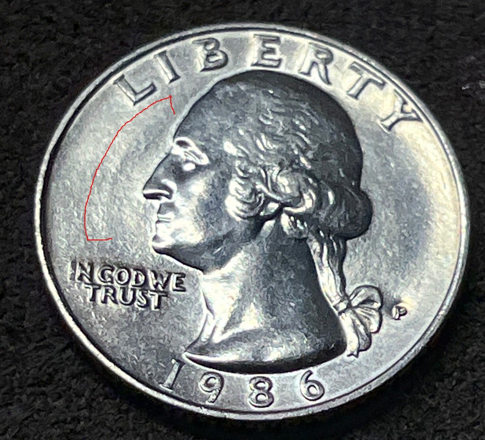 1986-P--Washington-Quarter,-Mint-Mark-Appears-To-Be-Indented-Or-Over-Punched?
