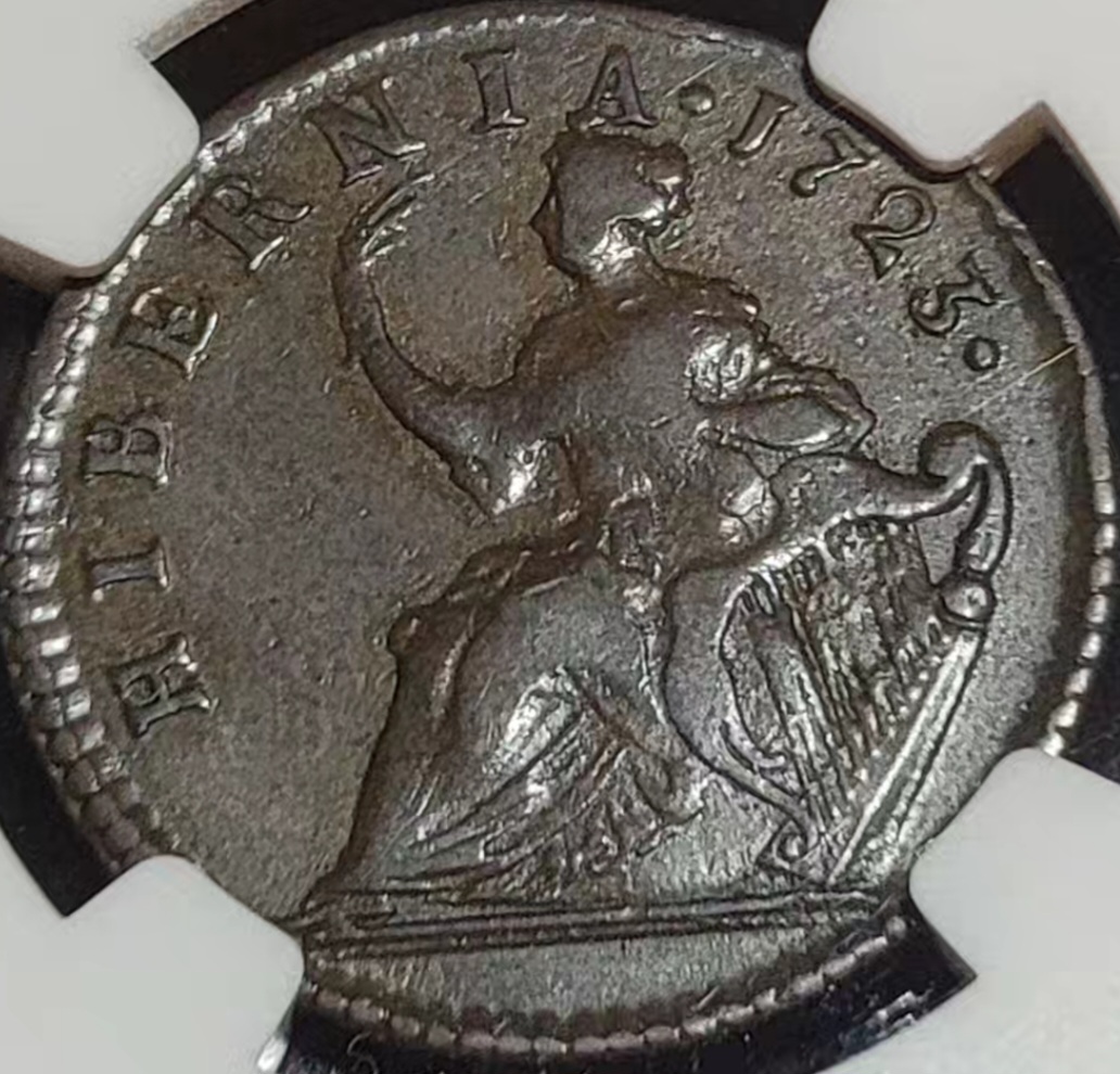 1723-Hibernia-Farthing-Variety-Assistance
