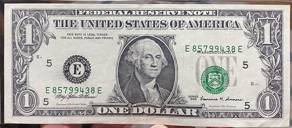 Two-1-Dollar-Error-Banknotes-Low-Seal-&-Low-And-To-The-Right