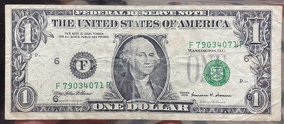 Two-1-Dollar-Error-Banknotes-Low-Seal-&-Low-And-To-The-Right