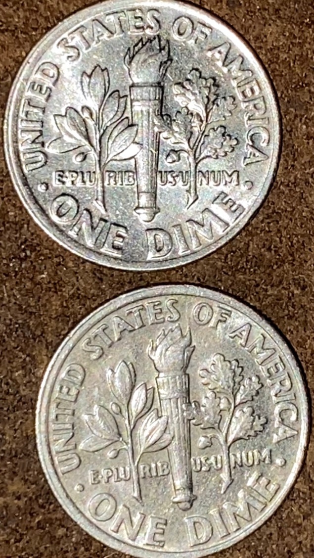 2-1996-P-Dimes-Different-Colors