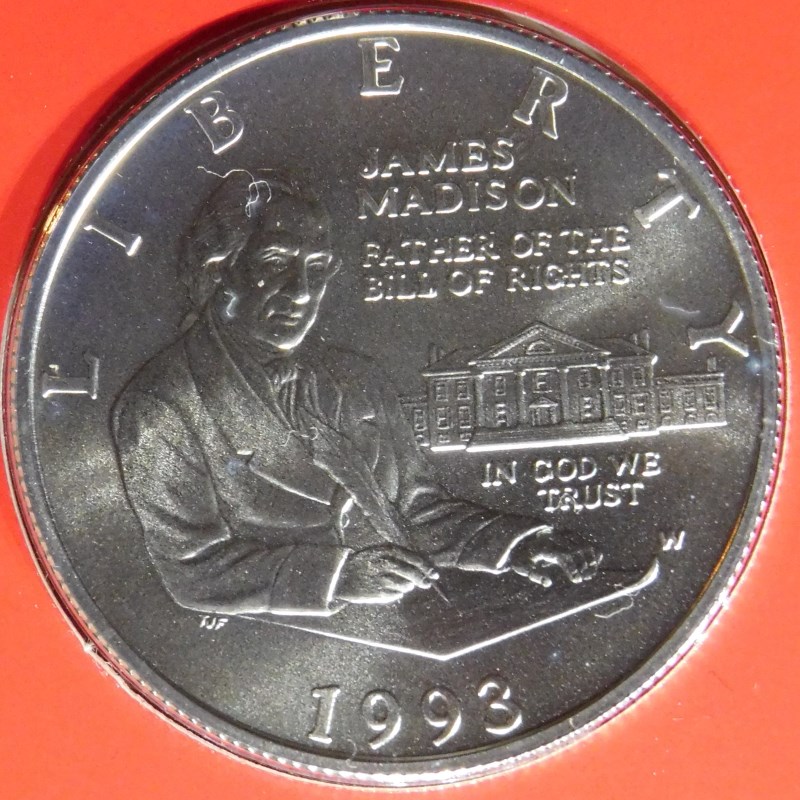 1993-W-Bill-Of-Rights-Silver-Unc-Silver-Dollar-With-1993-P-Madison-Presidential-Medal