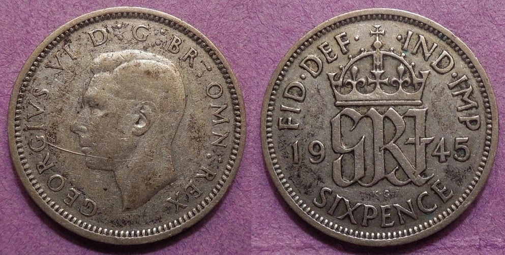 1945-King-George-VI-6-Pence