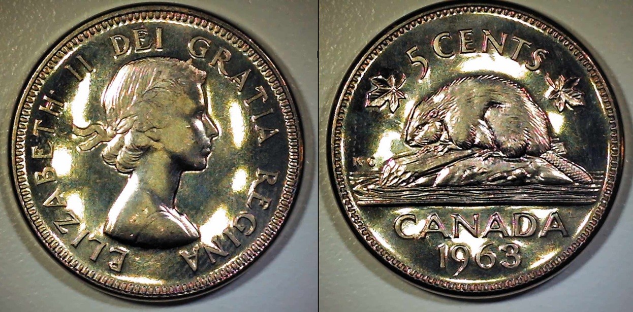 1963-Canadian-Proof-Like-DDR-Nickel-W/Collar-Clash