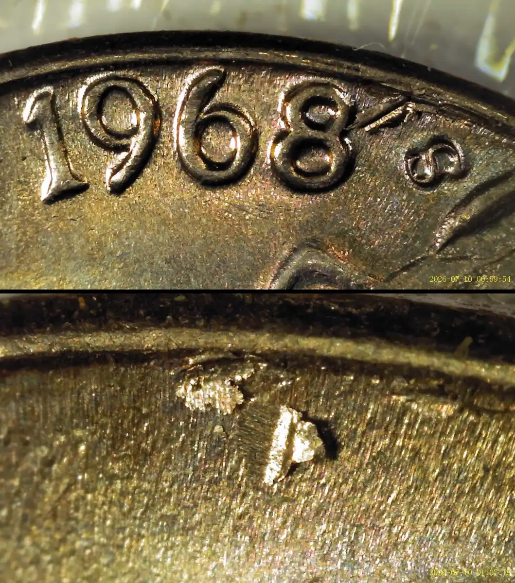 1968-S-Nickel-Retained-Struck-Thru-Inner-Rim-Fragments?