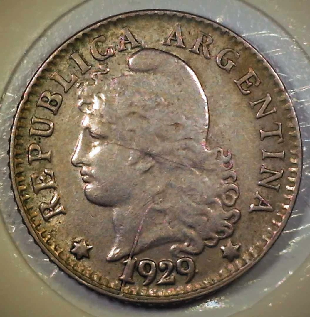 1929-Argentina---5-Centavos-W/Large-Die-Crack-&-Fridb