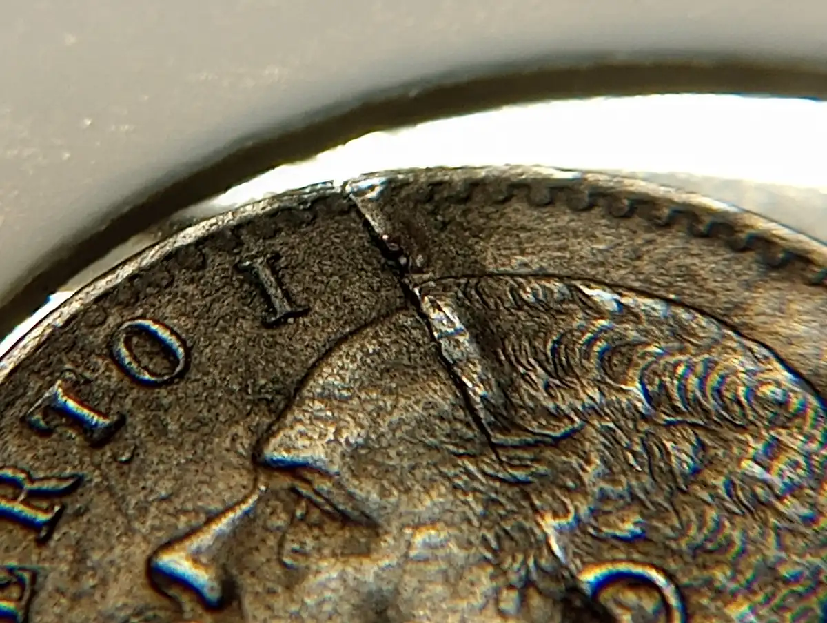 1895-R-Italy---1-Centesimo-W/Impact-Induced-Bi-Level-Radial-Die-Crack