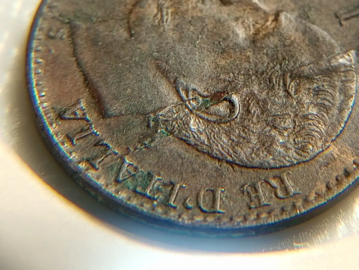 1895-R-Italy---1-Centesimo-W/Impact-Induced-Bi-Level-Radial-Die-Crack