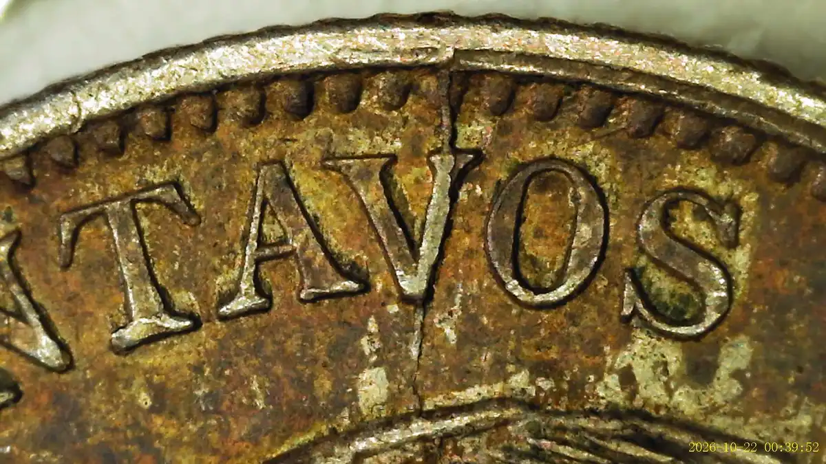 1897-Colombia---10-Centavos-W/Shattered-Die,-Re-Punched-Letters,-And-A-Possible-Small-Clip