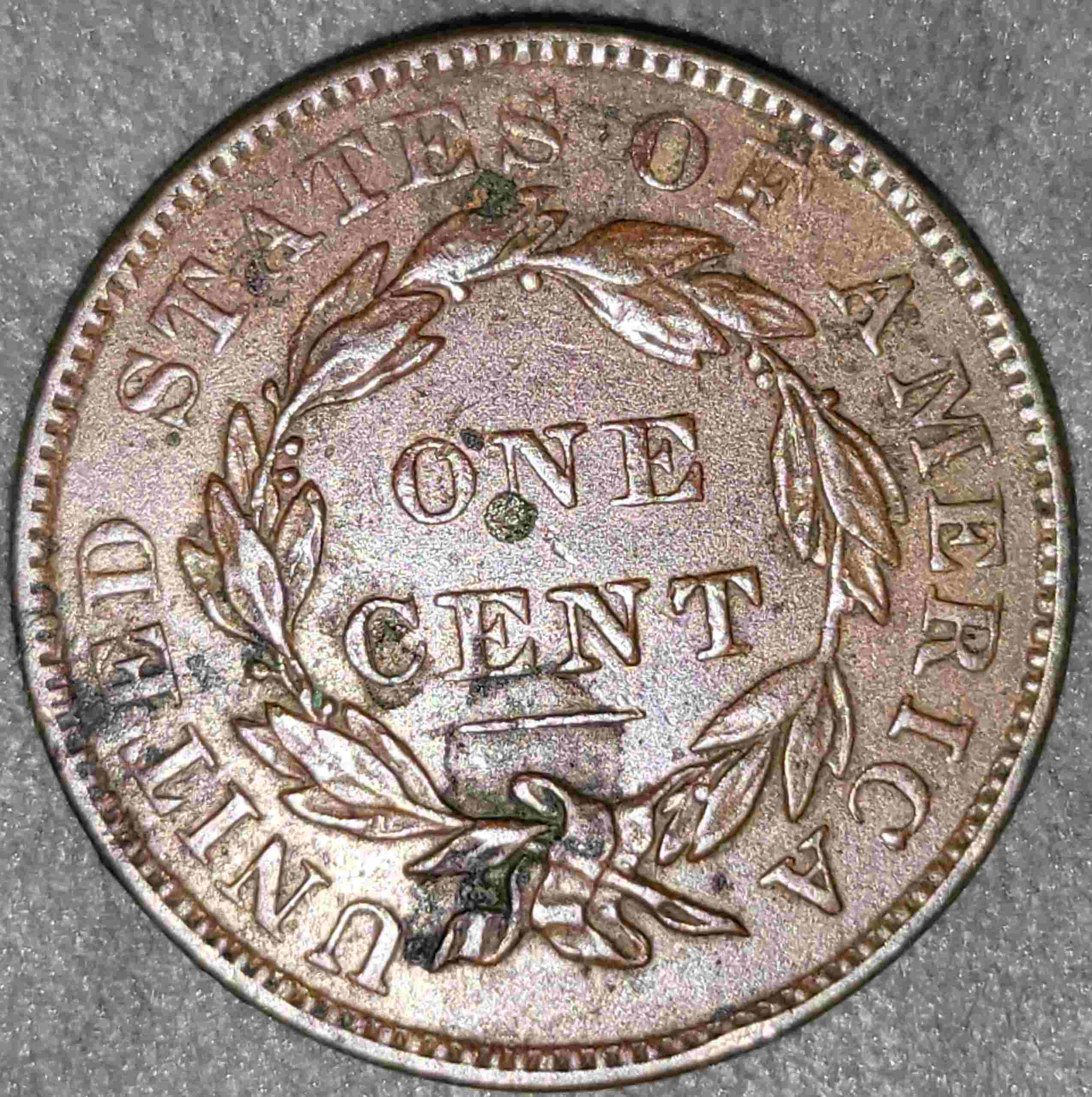 1837-Large-Cent-Plain-Cord-Small-Letters-With-Large-Obverse-Die-Break