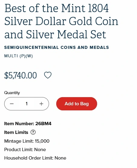 US-Mint-Best-Of-The-Mint-1804-Dollar-Gold-Coin-And-Silver-Medal-Set-Available-August-27,-2026