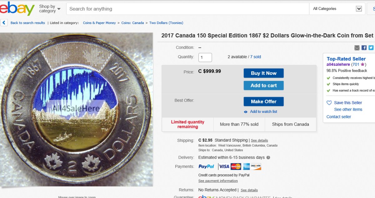 Canada-150-Quarter/Toonie-For-$1000!