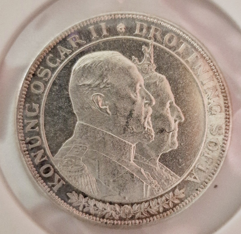 2-Kronor-1907-Sweden-Wedding-Jubile-Grading-For-Fun-Cameo?
