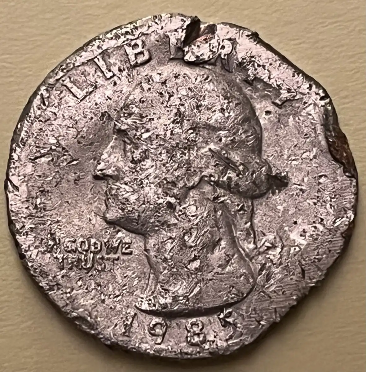 1985-Washington-Quarter-From-A-Vegas-Casino---Not-Quite-In-Mint-Condition
