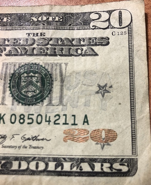 2009-Twenty-Dollar-Bill-With-2-Star-Stamps-Under-Mint-Print-Right-Side