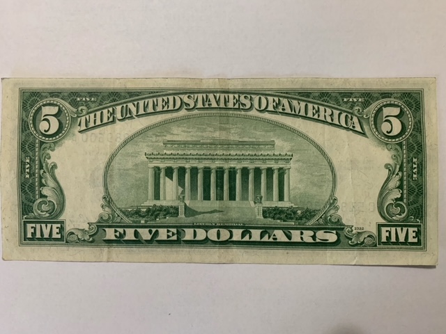 1953-$5-Note.-Looks-Like-Its-Cut-Off-Center-A-Bit
