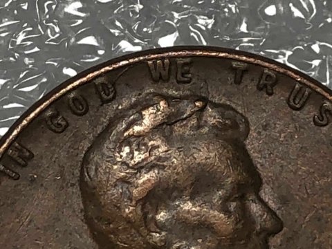 1956-One-Cent--Die-Chip--W/--Die-Crack