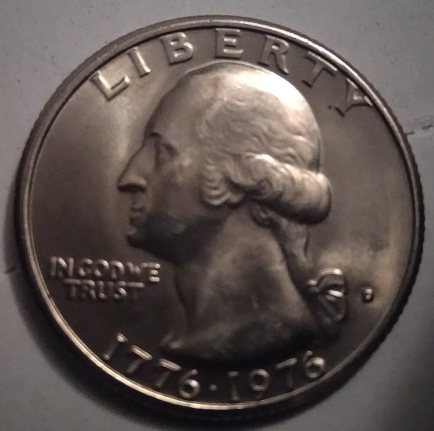 1976-Bi-Centennial-Quarter-With-Die-Chips/Slug-Marks-In-The-Drum?