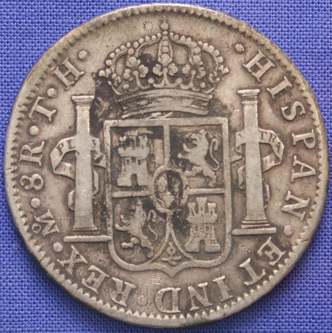 Circulated-Chopmarked-8-Reales-With-Identical-Chopmark-On-Reverse,-Modern-Forgeries?