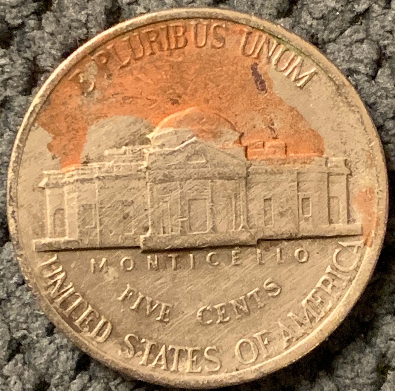 1988-P-Jefferson-Nickel-Error?-Copper-And-Black-And-Clad