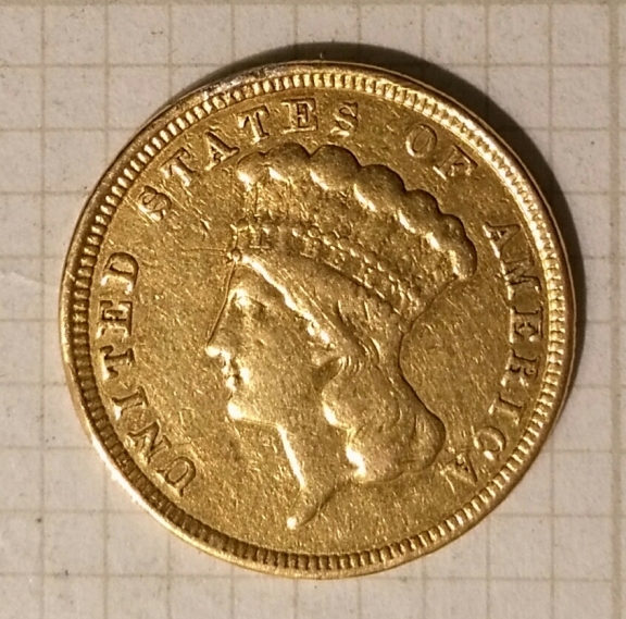 1854-3-Dollars-Gold-Coin,-Ex-Jewelry