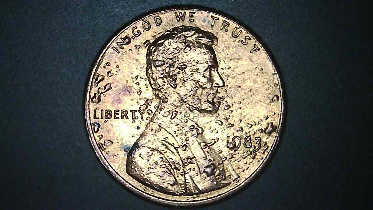 1983-Cent-Gas-Bubbles-Or-Blistered-Plating.-Plus-Question-About-Corrosion.
