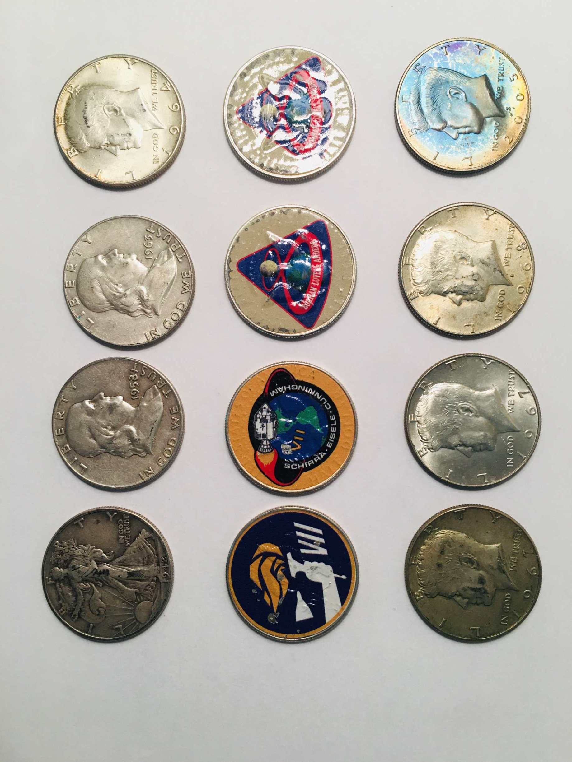 A-Trifecta-Of-Silver-Half-Dollars-And-More-Coins-With-Space-Mission-Stickers