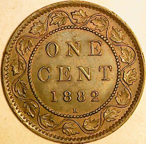 Canada-1-Cent-1882-H/H,-Multiple-Obverse-Inscription-Errors