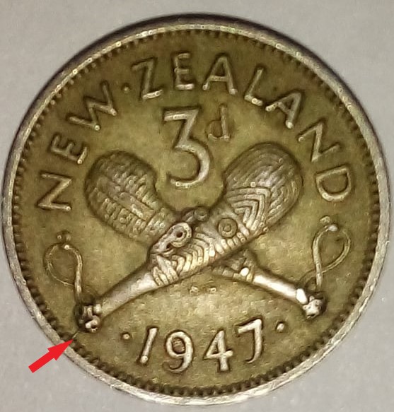 1947-NZ-Threepence-Die-Crack-Below-Left-Patu