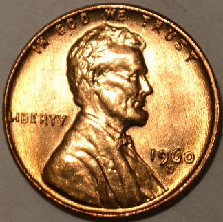 1960-D-Lincoln-Penny-Shiny,-Dark-Spot