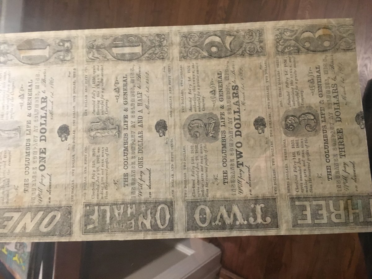 Uncut-Confederate-Notes-Printed-On-Back-Of-Bank-Drafts-Page.