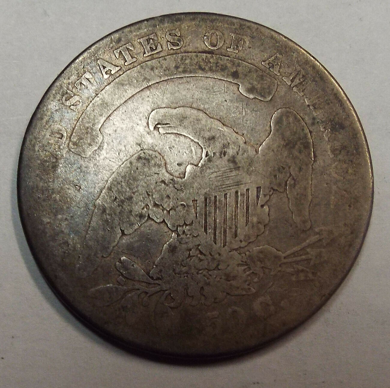 1834-Capped-Bust-Half-W/-Uneven-Wear-For-Grading