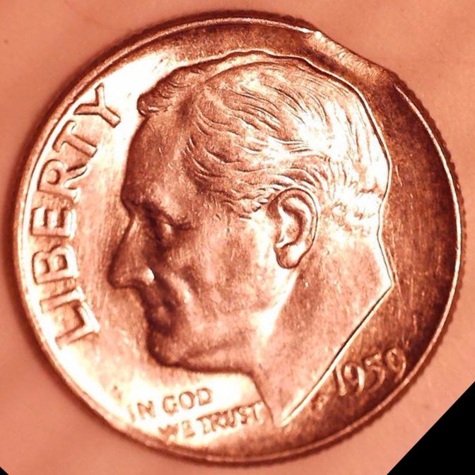 1959-Roosevelt-Dime---Clipped-Planchet?