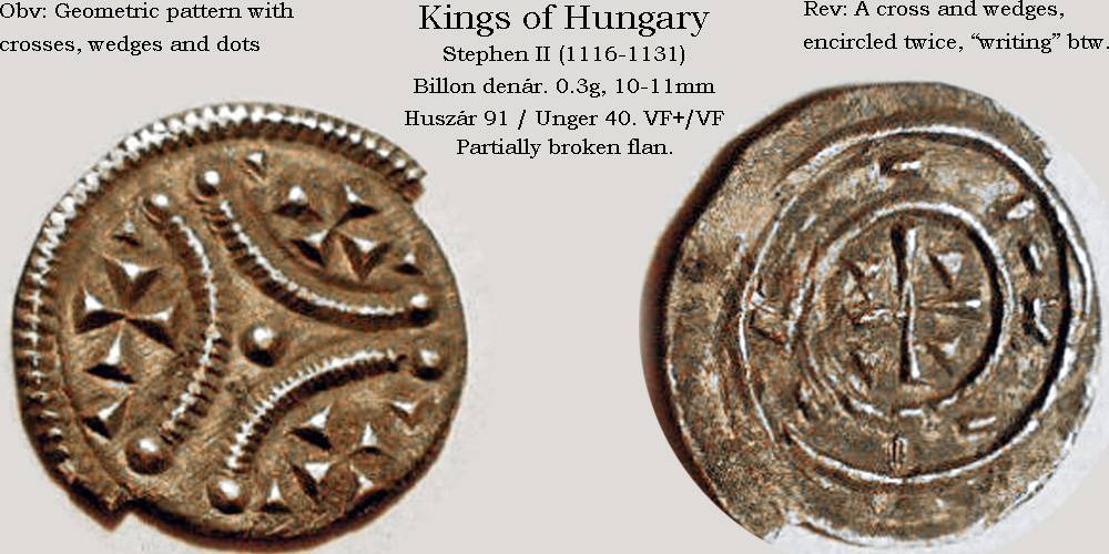 Funky-Old-Medieval:-Tiny-Billon-Denar-Of-Stephen-II-Of-Hungary,-1116-1131