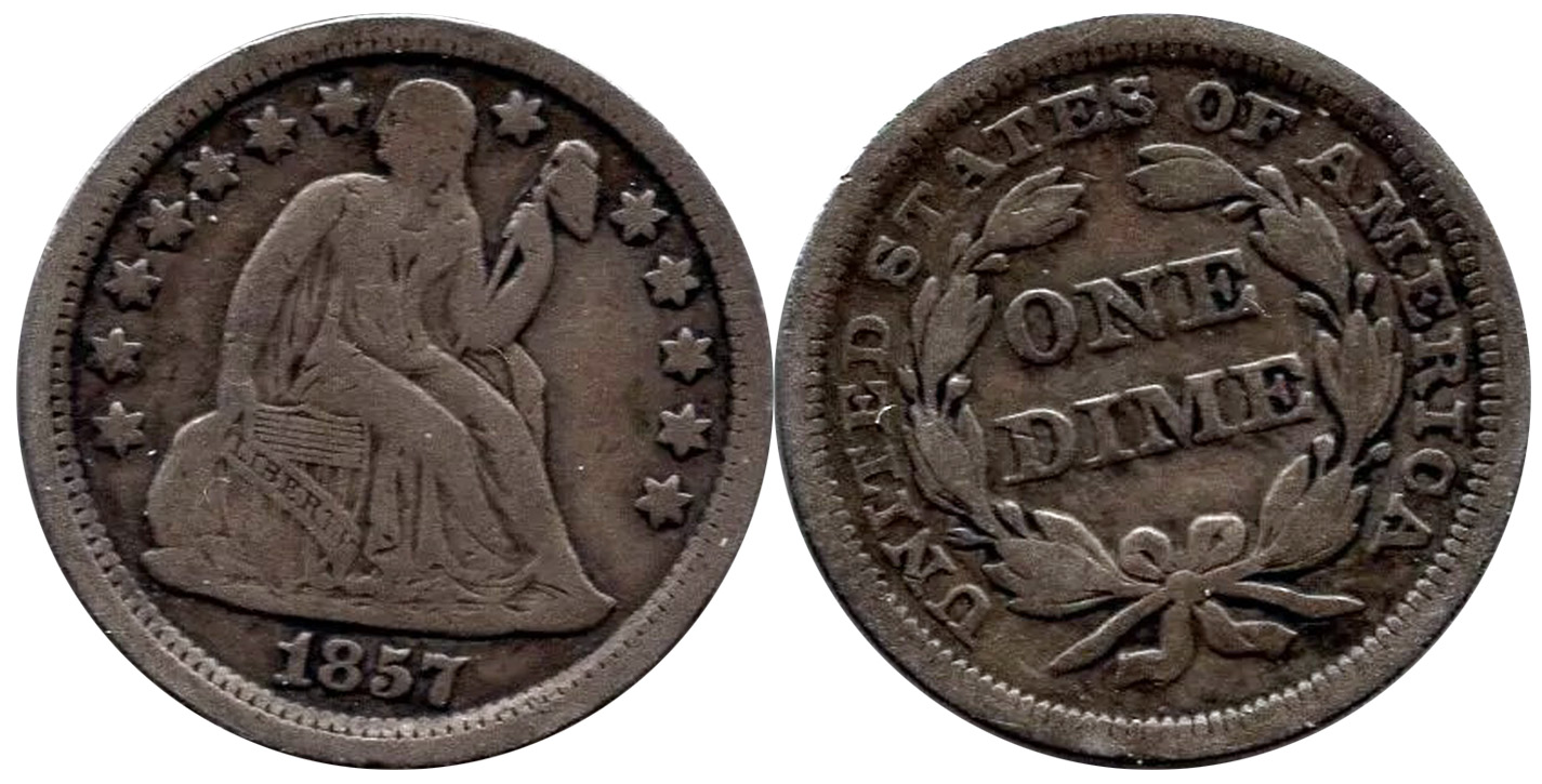 1857-Liberty-Seated-Dime-For-Grading