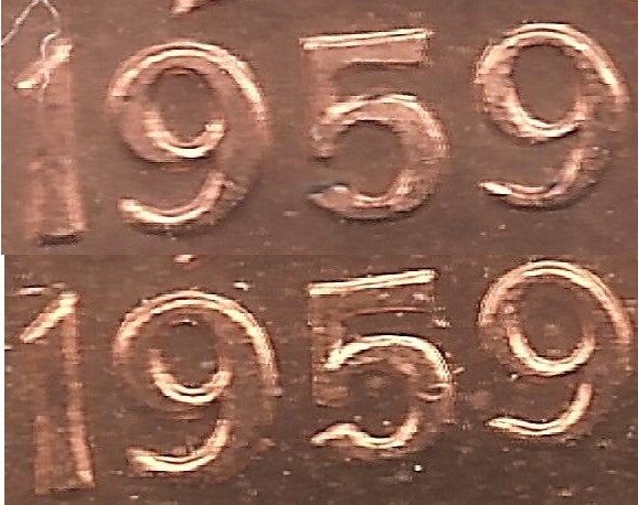 1959-1-Cent-Pointed-5-And-Blunt-5-Varieties!