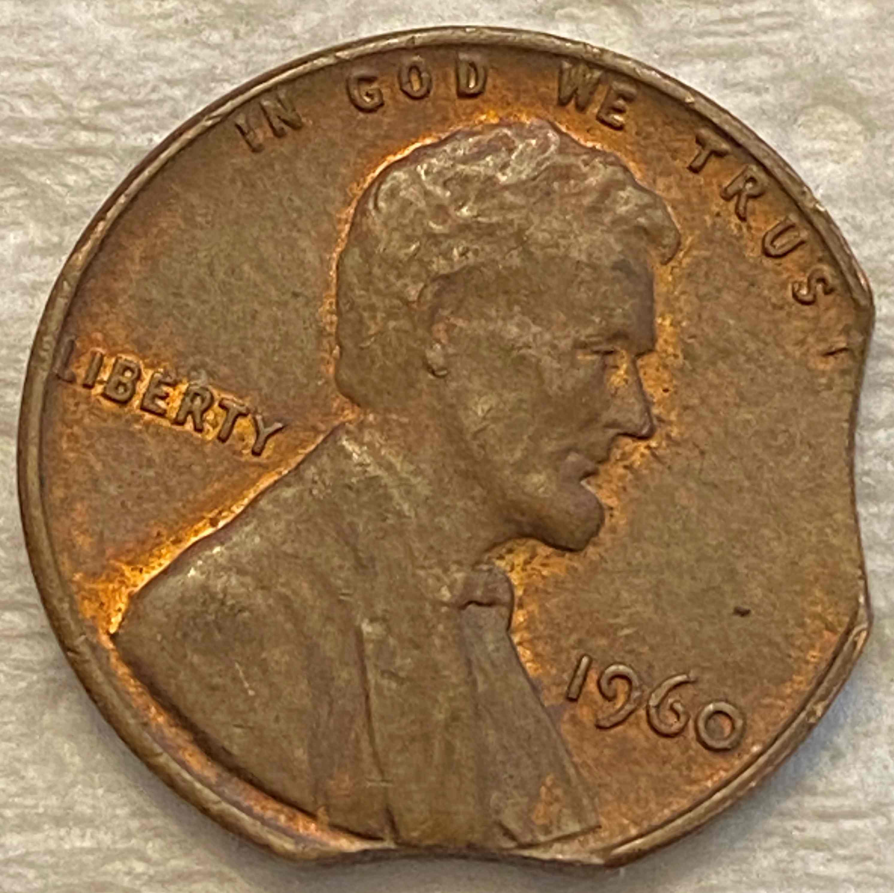 1960-Lincoln-Penny---Double-Clipped-Planchet?