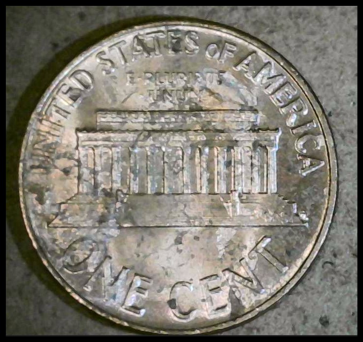 1964-P-Lincoln-Penny/Cent-Reverse-Lamination-Error.--Came-From-An-OBW-Roll.