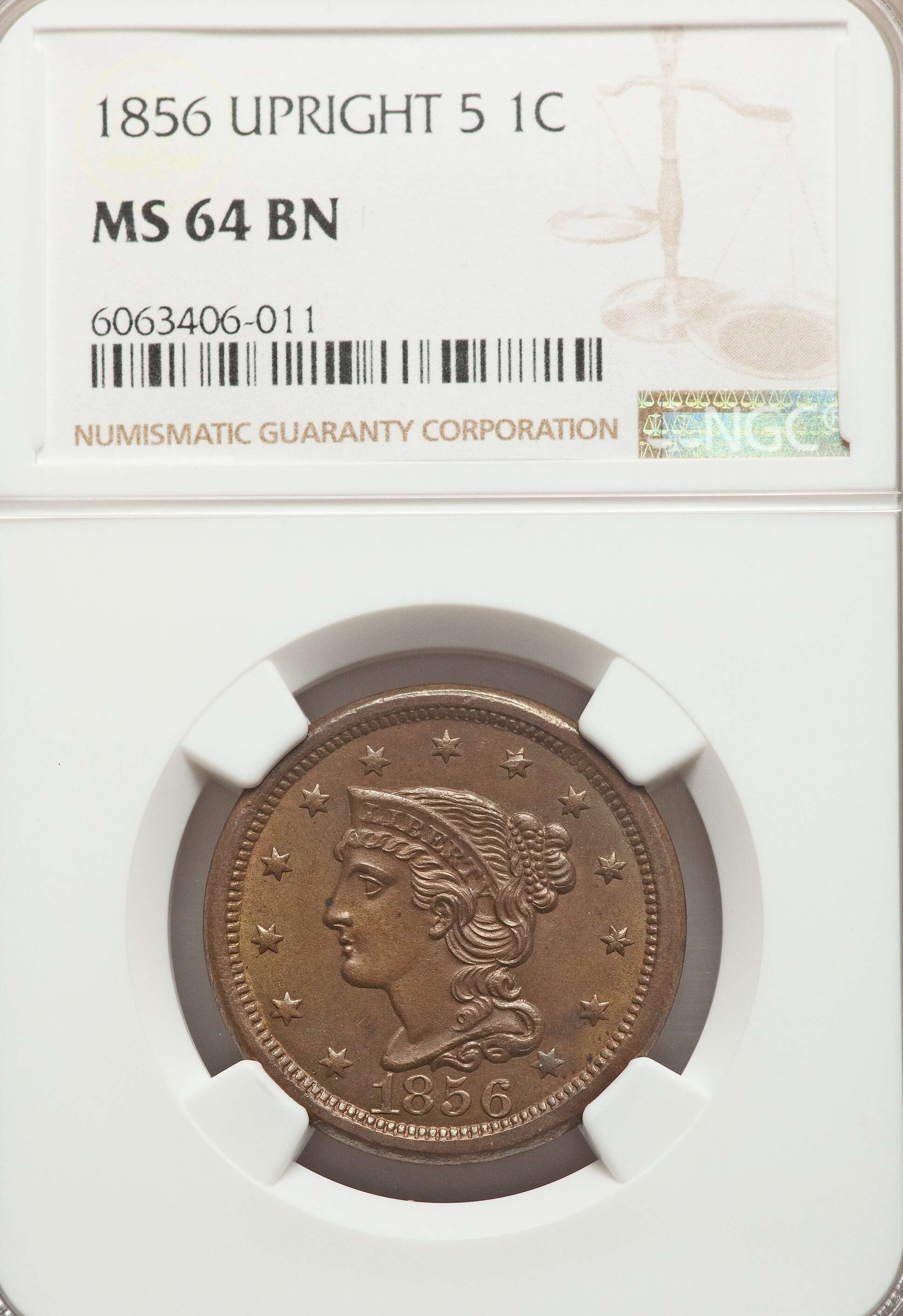 1856-Braided-Hair-Large-Cent-With-Modest-Nasal-Imperfection