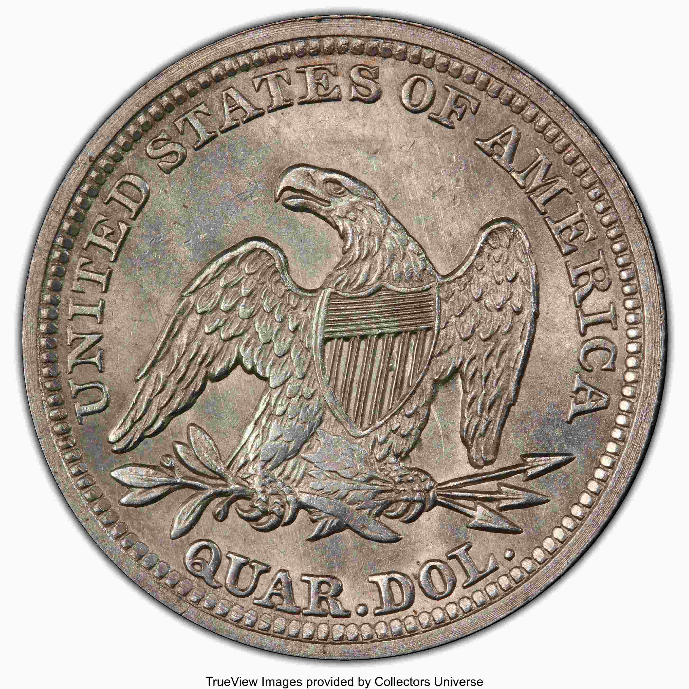 1857-Seated-Liberty-Quarter---Ha-And-Trueview-Pics---Overgraded?
