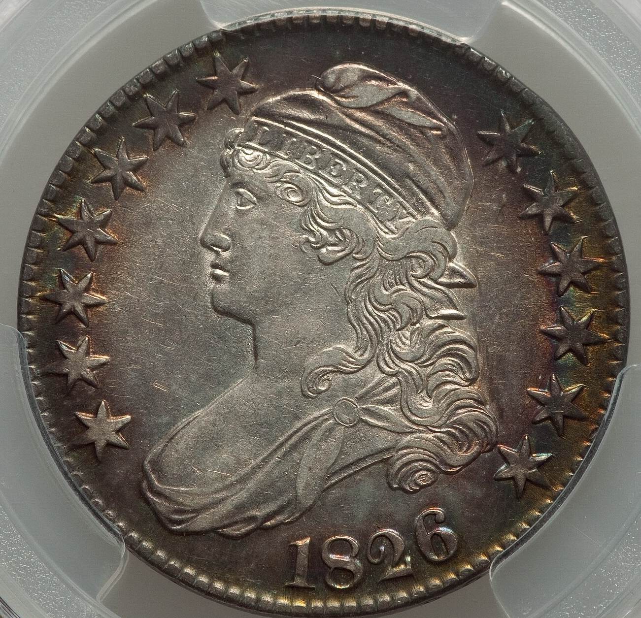 1826-Bust-Half-PCGS:-Liberty-Mourns-The-Death-Of-Jefferson-&-Adams