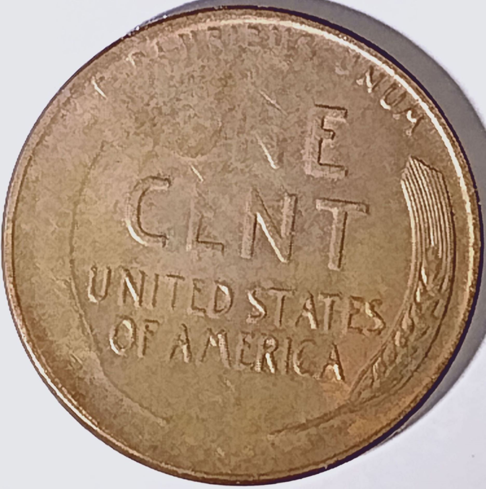 1958-D-Wheat-Penny-Missing-I,-B-And-Part-Of-E-And-1-Wheat-Stalk-On-Reverse-Of-Coin.