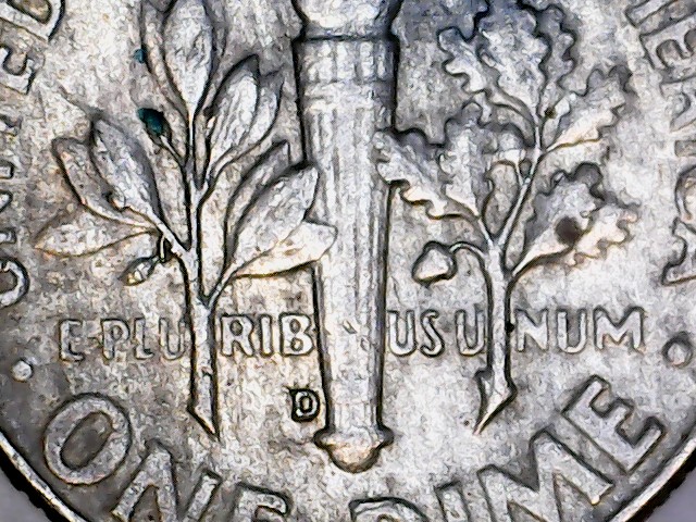 1964--D-Roosevelt-Dime--New-Olive-Branch-Or-Reverse-Die-Error-?
