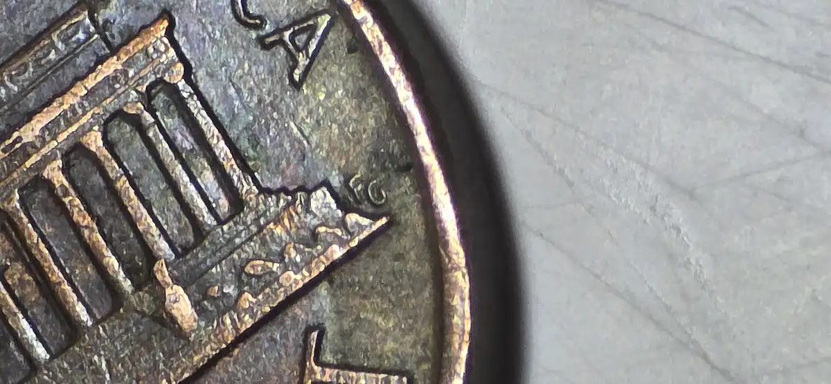 1988-Penny-DDO-/Ddr,-Off--Center-Strike,-Spiked-Head-Obverse-Die-Crack,-Double-Clipped-Planch