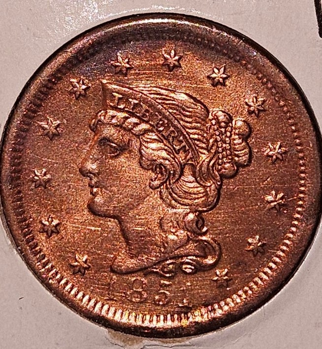 1851-Large-Cent-Braided-Hair-Red-For-Grading