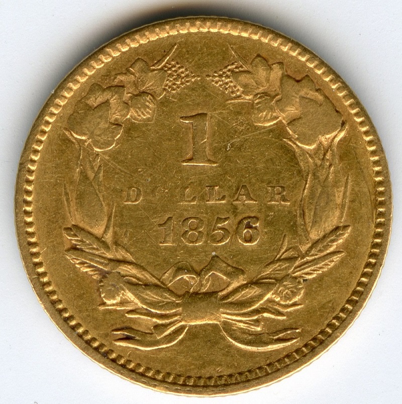 1856-US-Gold-Dollar-Type-3-Slant-5-For-Grading