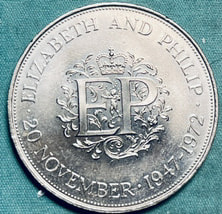 Can't-Identity-Composition-Of-This-1972-UK-25-Pence-Anniversary-Coin