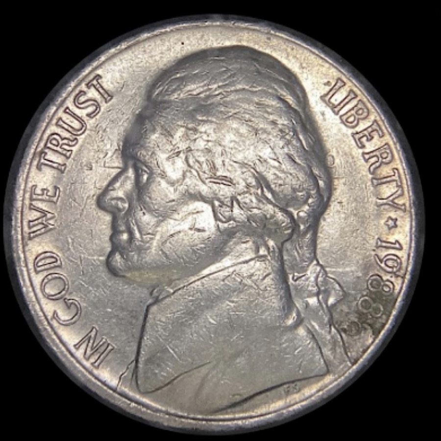 1988-D-Jefferson-Nickel,-Strong-Die-Clash.