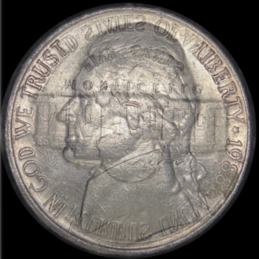 1988-D-Jefferson-Nickel,-Strong-Die-Clash.